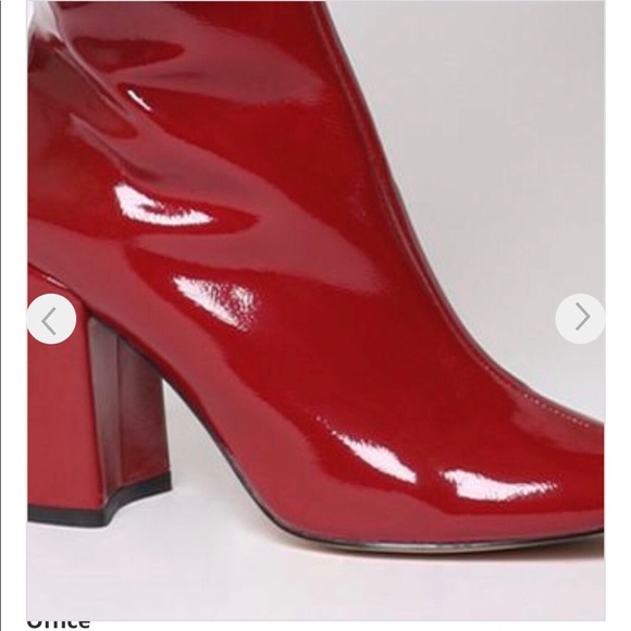 Red O-ring Patent Leather Block Heel Boots - Picture 5 of 10